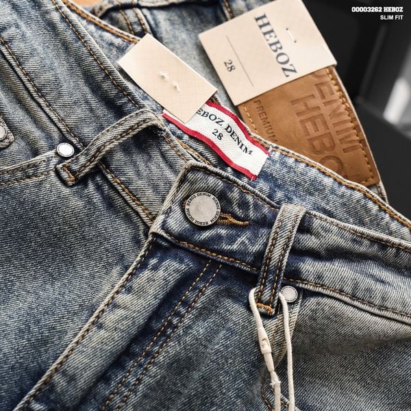  Quần jean Heboz dáng slim trơn D28 - 00003262 