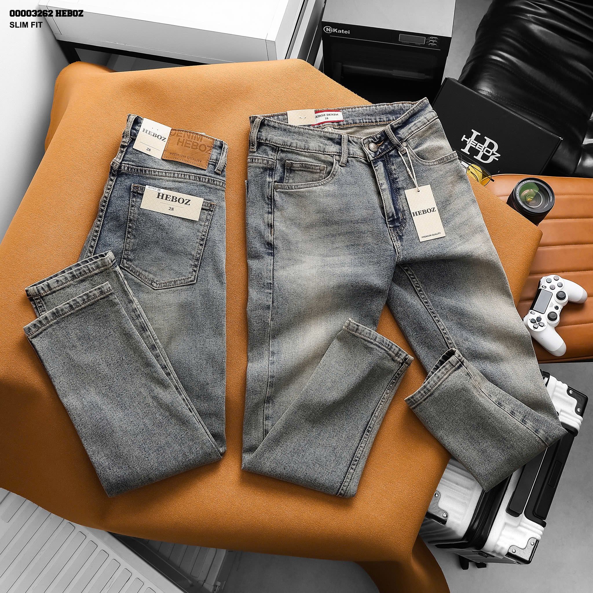  Quần jean Heboz dáng slim trơn D28 - 00003262 