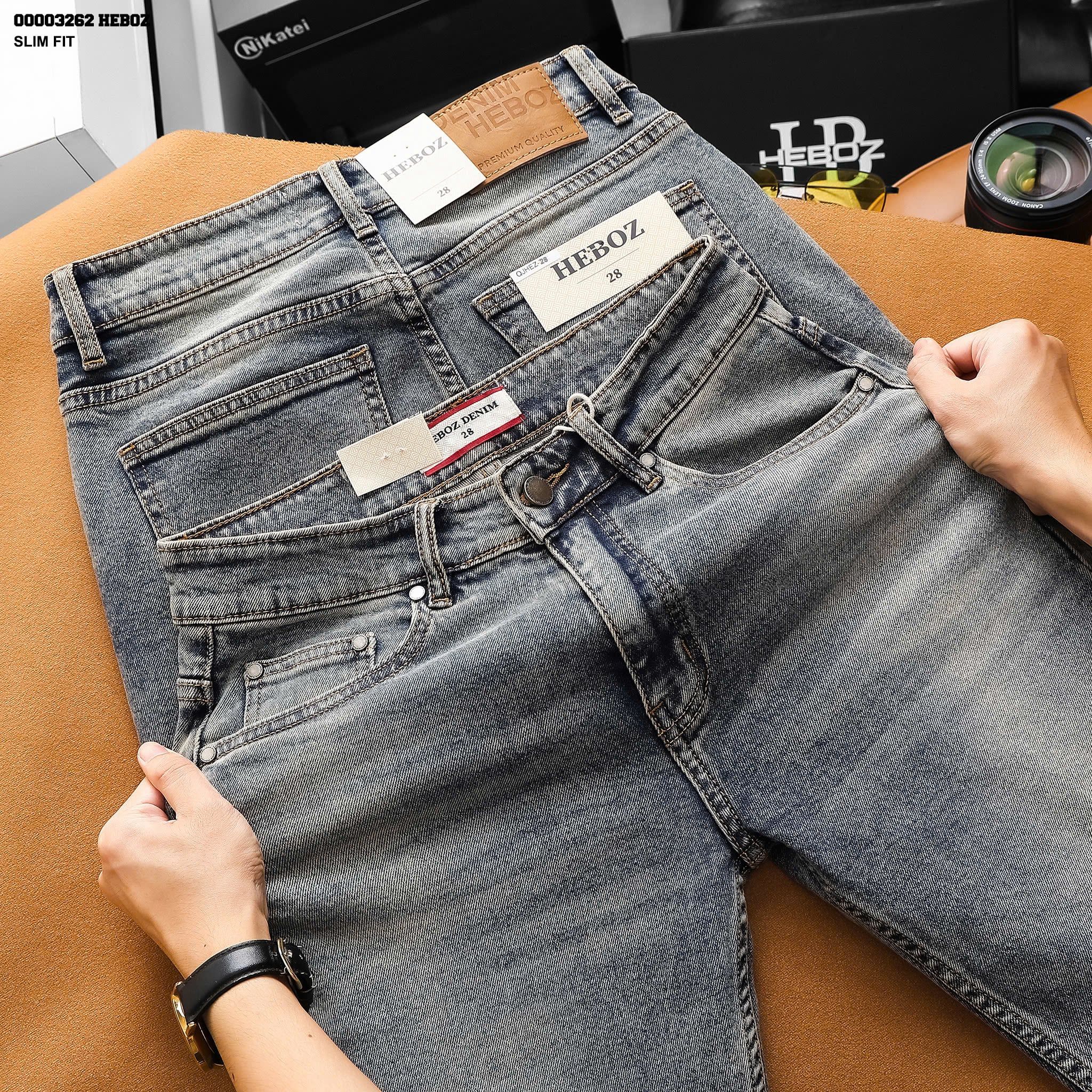  Quần jean Heboz dáng slim trơn D28 - 00003262 