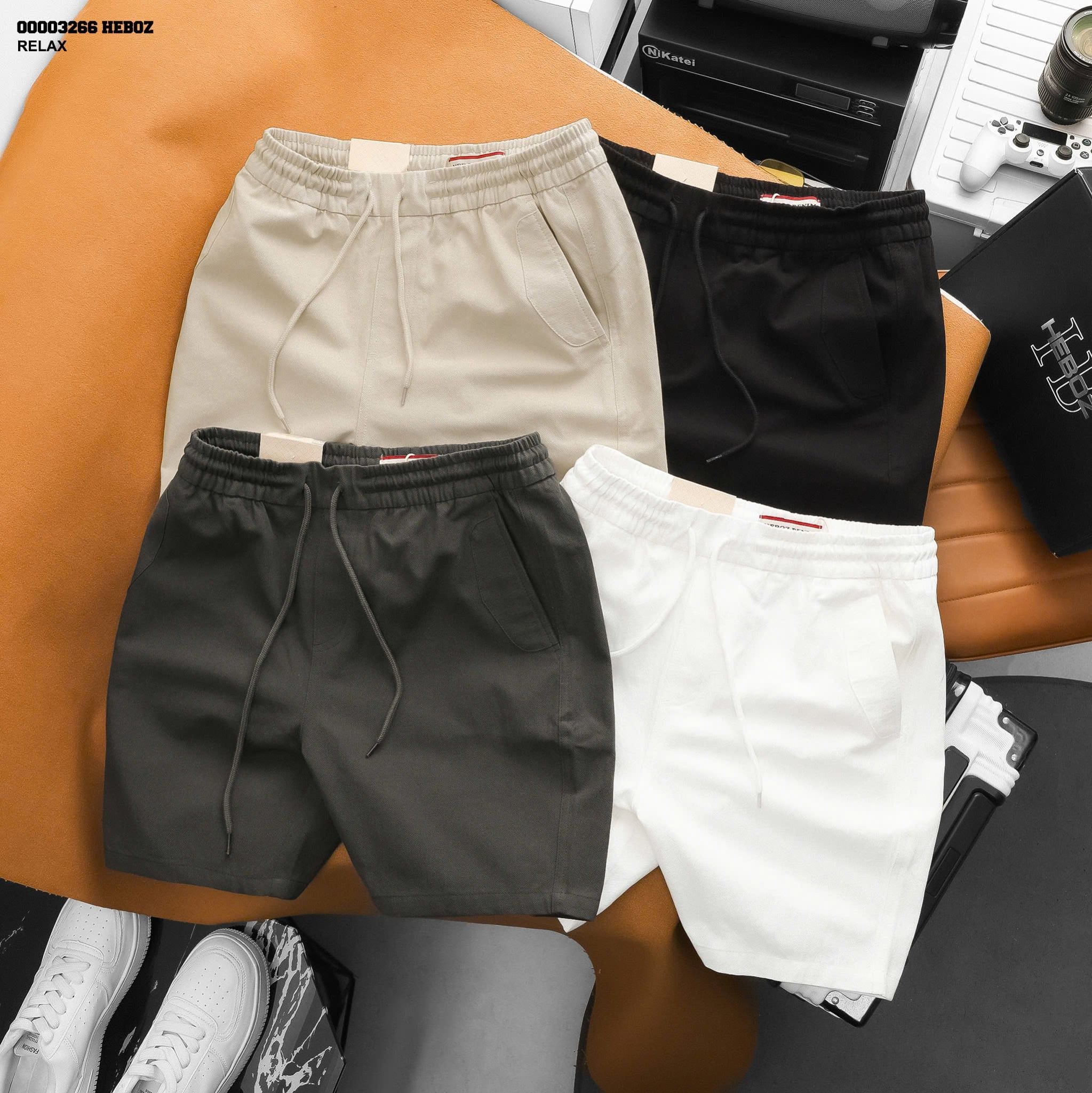  Quần short Heboz kaki lưng thun relax 4M - 00003266 