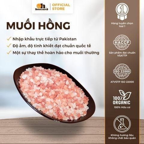  Muối Hồng Himalaya Dạng Hạt Smile Nuts Hộp 1kg 