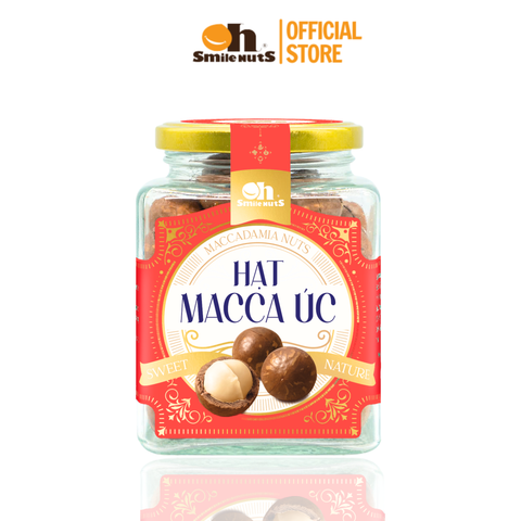  Hạt Macca Úc - Hũ Thủy Tinh 220g Tem Đỏ - Oh Smile Nuts 