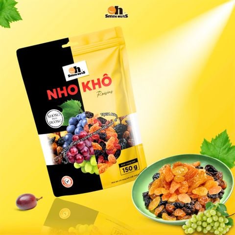  Nho Khô Mix 3 loại không hạt Oh Smile Nuts Túi Zip 150g – Không Thêm Đường, Vị Chua Ngọt Tự Nhiên, Ăn Vặt Healthy 