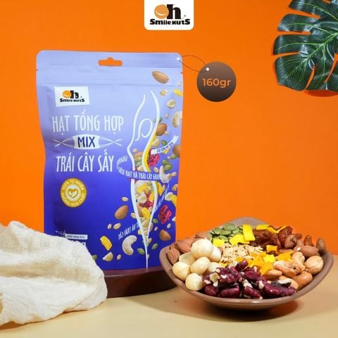  Hạt Tổng Hợp Mix Trái Cây Sấy Oh Smile Nuts 160g – Sự Kết Hợp Hoàn Hảo Giữa Hạt Dinh Dưỡng Và Trái Cây Tự Nhiên 