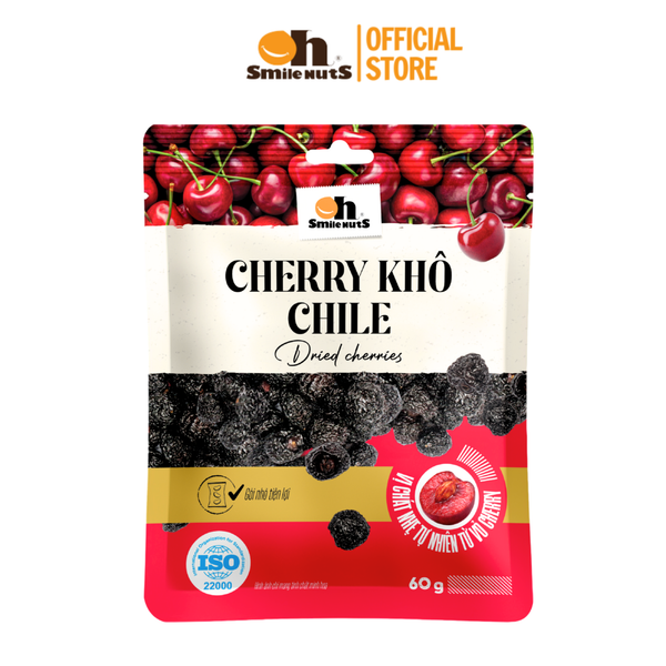 Cherry Khô Chile OH SMILE NUTS túi in 60g – Ngọt dịu, chua nhẹ, ăn vặt tiện lợi giàu dinh dưỡng