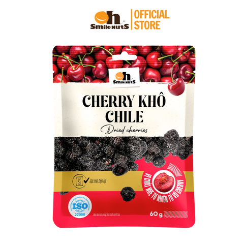  Cherry Khô Chile OH SMILE NUTS túi in 60g – Ngọt dịu, chua nhẹ, ăn vặt tiện lợi giàu dinh dưỡng 