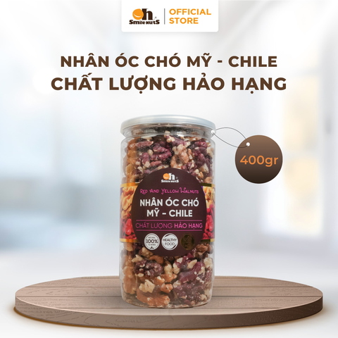  Nhân Óc Chó Đỏ Mỹ Mix Vàng Chile - Hũ nhựa 400gr - Oh Smile Nuts 