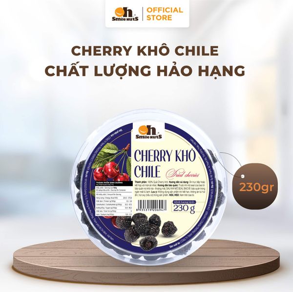 Cherry Khô Chile Oh Smile Nuts Hộp tròn 230g | Trái Cây Sấy khô Hữu Cơ, Dẻo Mềm Ngon Tự Nhiên, Ăn Vặt Healthy