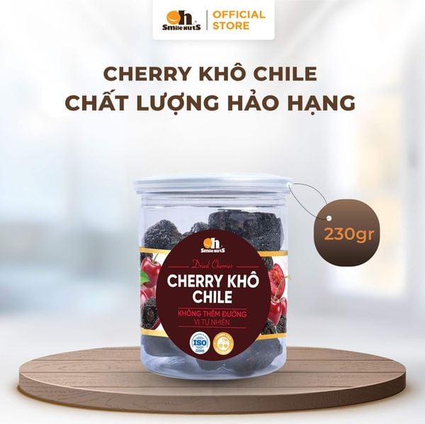 Cherry Khô Chile Oh Smile Nuts Hủ 230g | Trái Cây Sấy Khô Không Đường, Dẻo mềm tự nhiên, Ăn Vặt lành mạnh