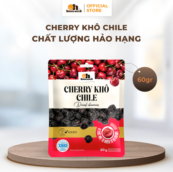 Cherry Khô Chile OH SMILE NUTS túi in 60g – Ngọt dịu, chua nhẹ, ăn vặt tiện lợi giàu dinh dưỡng