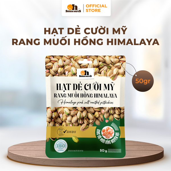 Hạt dẻ cười Mỹ rang muối Hồng Himalaya túi Zip 50g chính hãng - Oh Smile Nuts