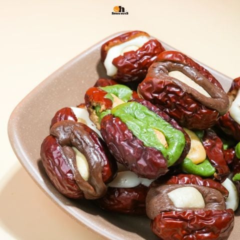  Táo Đỏ Burger 4 Vị Oh Smile Nuts túi zip 120g – Ăn Vặt Lành Mạnh, Táo Đỏ Kẹp Marshmallow Hạt Điều 