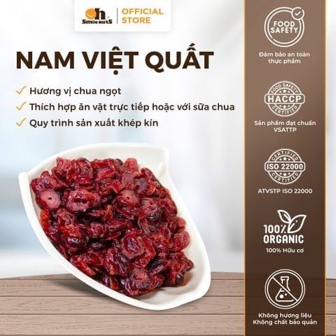 Nam Việt Quất (Cranberry) - Hũ Nhựa 500 gram - Oh Smile Nuts 