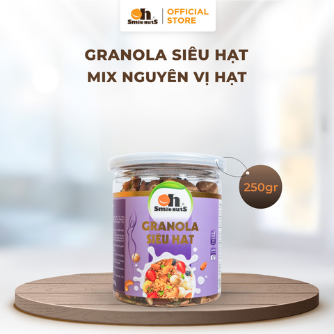  Granola Siêu Hạt Nhập Khẩu - Hũ Nhựa 250 gram - Oh Smile Nuts 