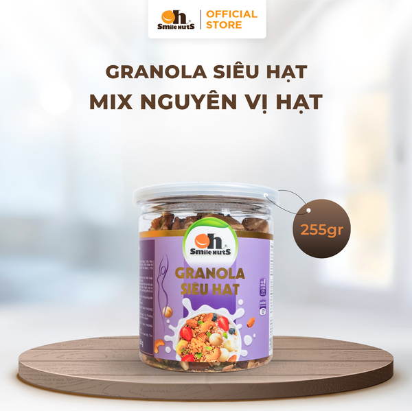 Granola Siêu Hạt Nhập Khẩu - Hũ Nhựa 250 gram - Oh Smile Nuts