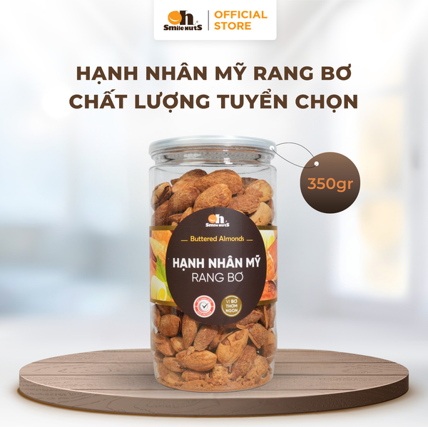 Hạnh Nhân Mỹ Rang Bơ - Hũ nhựa 350g - Oh Smile Nuts