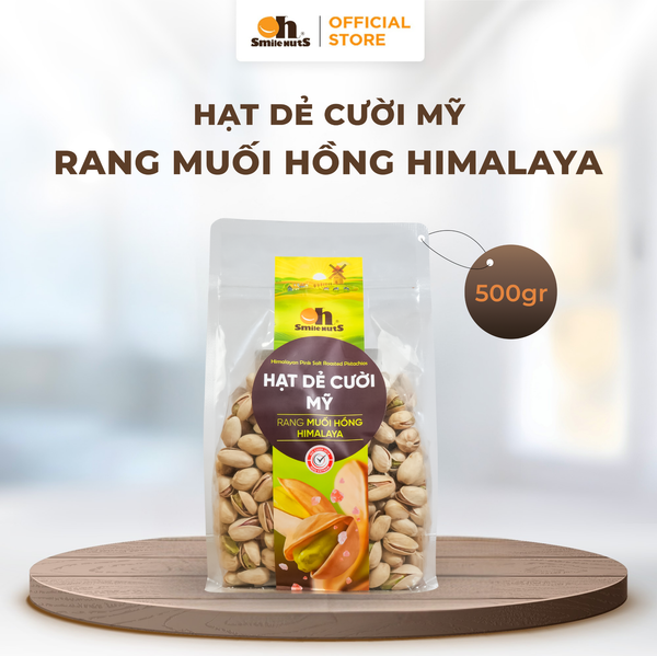 Hạt Dẻ Cười Mỹ Rang Muối Hồng Himalaya - Túi Zipper 500g - Oh Smile Nuts