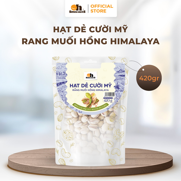 Hạt Dẻ cười Mỹ Rang Muối Hồng Himalaya - Túi Zipper 420g - Oh Smile Nuts