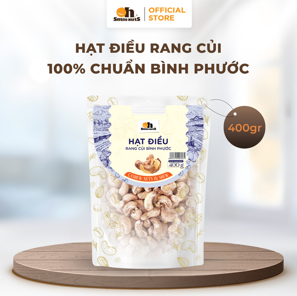 Hạt Điều Rang Củi Bình Phước - Túi Zipper 400g - Oh Smile Nuts