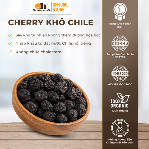  Cherry Khô Chile OH SMILE NUTS túi in 60g – Ngọt dịu, chua nhẹ, ăn vặt tiện lợi giàu dinh dưỡng 