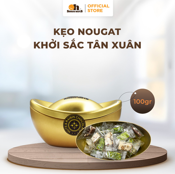 Kẹo Nougat Oh Smile Nuts - Thỏi Vàng 100g