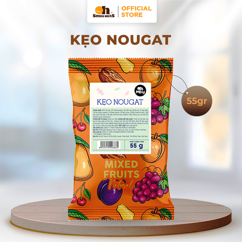  Kẹo Nougat Mix vị OH SMILE NUTS 55g – 3 Vị Cacao, Matcha, Sữa Ngon 