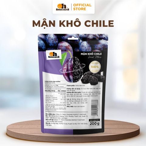  Mận Khô Chile Oh Smile Nuts túi Zip 200g - Không Đường, Giàu Vitamin K, Chất Xơ, Ăn Vặt Healthy Tốt Cho Tim Mạch 