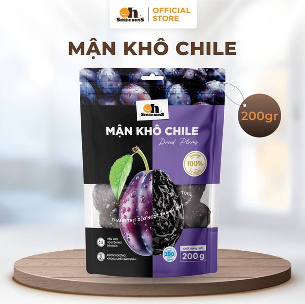 Mận Khô Chile Oh Smile Nuts túi Zip 200g - Không Đường, Giàu Vitamin K, Chất Xơ, Ăn Vặt Healthy Tốt Cho Tim Mạch