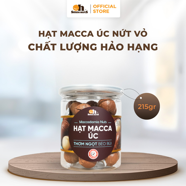 Hạt Macca Úc - Hũ nhựa 215g - Oh Smile Nuts