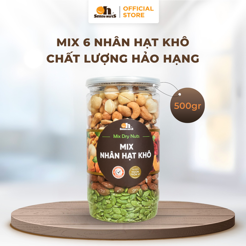  Mix Nhân Hạt Khô Nhập Khẩu - Hủ Nhựa 500g - Oh Smile Nuts 