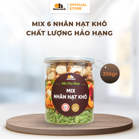  Mix Nhân Hạt Khô Nhập Khẩu - Hủ Nhựa 255 Gram - Oh Smile Nuts 