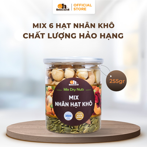 Mix 6 Loại Nhân Hạt Khô Nhập Khẩu - Hủ Nhựa 255 Gram - Oh Smile Nuts 