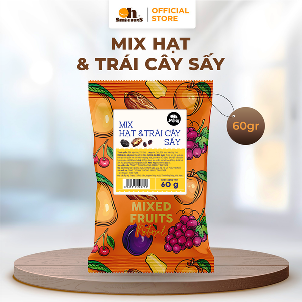 Mix Hạt & Trái Cây Sấy OH SMILE NUTS 60g – Ăn Vặt Healthy, Tốt Cho Sức Khỏe