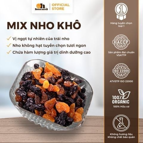  Nho Khô Mix Chile Thương Hiệu Smile Nuts Hộp 600g 
