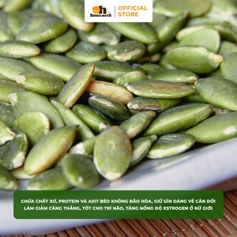  Nhân Bí Xanh Sấy Mộc - Hủ Thủy Tinh Lớn 300g - Oh Smile Nuts 