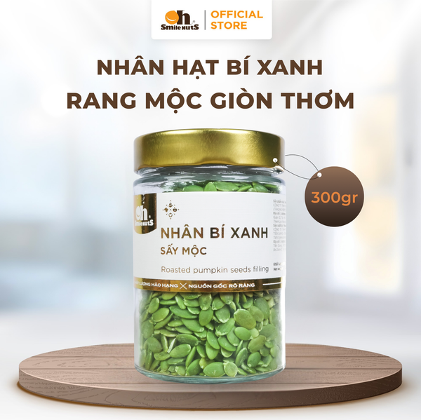 Nhân Bí Xanh Sấy Mộc - Hủ Thủy Tinh Lớn 300g - Oh Smile Nuts