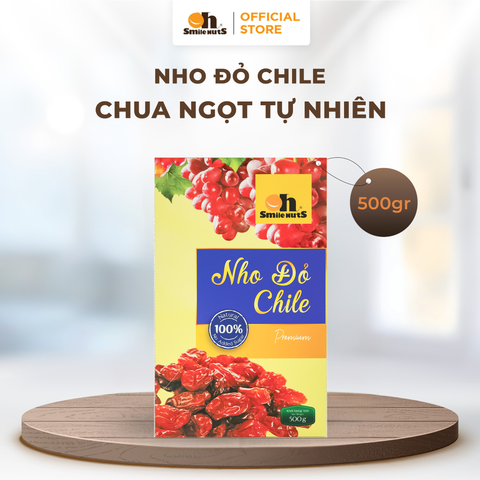  Nho Khô Đỏ Nguyên Cuống - Hộp Giấy 500g - Oh Smile Nuts 