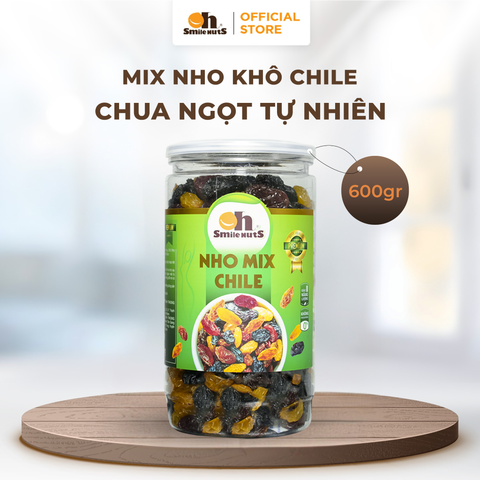  Nho Khô Mix Chile Thương Hiệu Smile Nuts Hộp 600g 