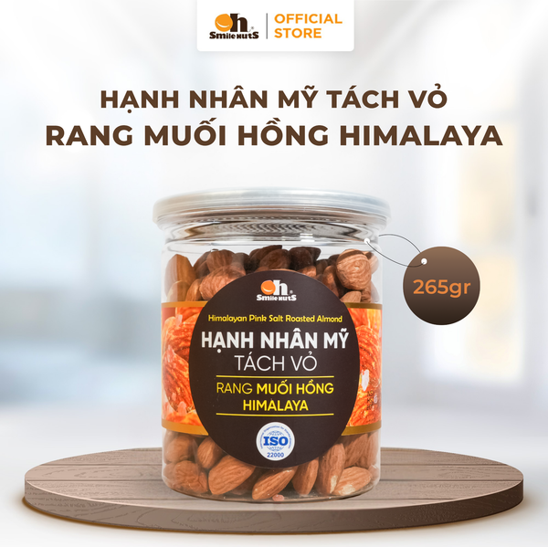 Hạnh Nhân Mỹ Tách Vỏ Rang Muối Hồng Himalaya - Hũ nhựa 265g - Oh Smile Nuts