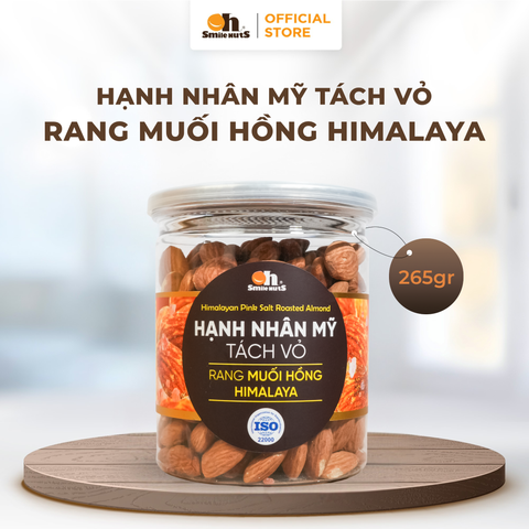  Hạnh Nhân Mỹ Tách Vỏ Rang Muối Hồng Himalaya - Hũ nhựa 265g - Oh Smile Nuts 