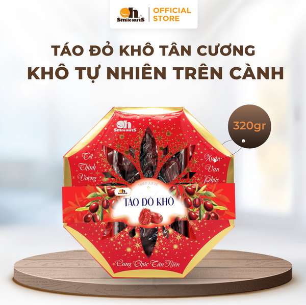 Táo Đỏ Khô Tân Cương Size Jumbo - Hộp quà 320g - Oh Smile Nuts