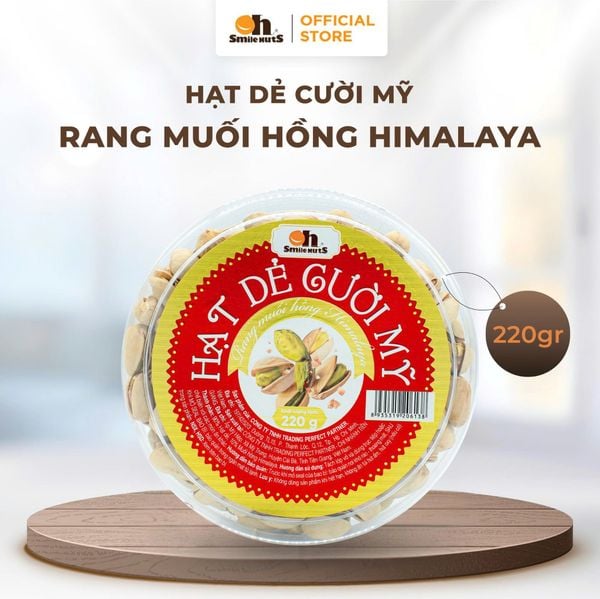 Hạt Dẻ Cười Mỹ Rang Muối Hồng Himalaya - Hộp Tròn 220g - Oh Smile Nuts