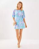  Romper Pulitzer Parigi Boat Neck dành cho Nữ. Xanh dương hoạ tiết hồng. 
