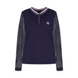  Áo cổ lọ CRD Sleeveless Mesh Material Half-zip T-shirt xuất Hàn dành cho Nữ. 