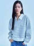  Polo tay dài Polham Double Knit Slit Collar Striped dành cho Nữ. 