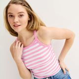  SET 2 áo ba lỗ SO High Square Neck Tank Top dành cho Nữ. Chất vải cotton dập gân, co giãn thoải mái. 