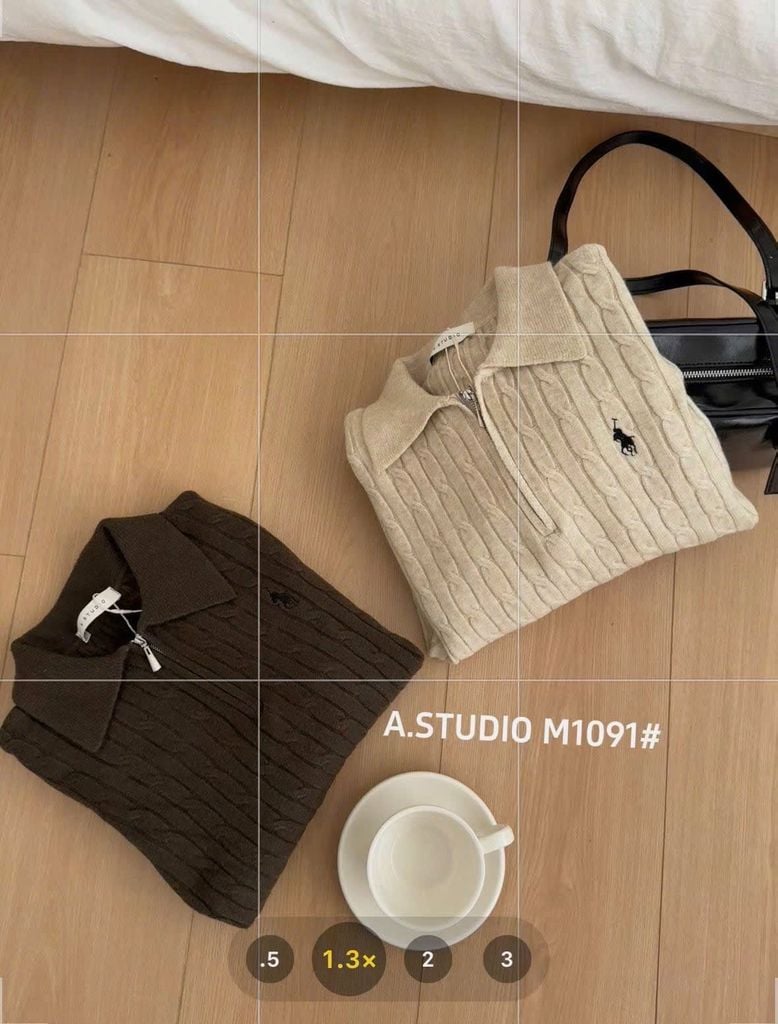 LEN4962 POLO LEN NGỰA KHÓA KÉO (DA) M1091