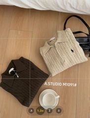 LEN4962 POLO LEN NGỰA KHÓA KÉO (DA) M1091