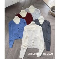 LEN4125 KHOÁC LEN CỔ V (XÁM ĐẬM)