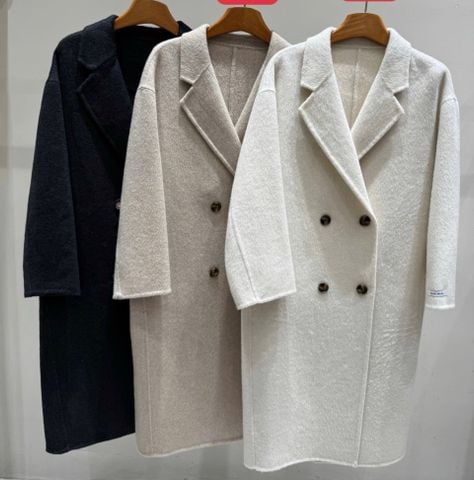 QCC3026 MĂNG-TÔ DẠ ÉP DÁNG DÀI CAO CẤP (XÁM ĐEN)